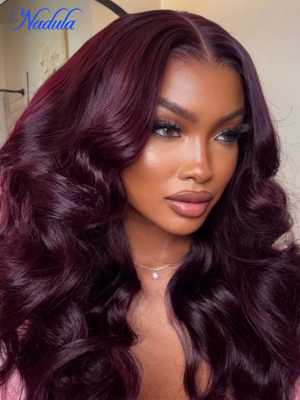 Nadula Hair Purple Black Cherry Brazilian Body Wave Bundles With Free Part Closure 4x4 Lace Closure Brazilian Hair Weave
