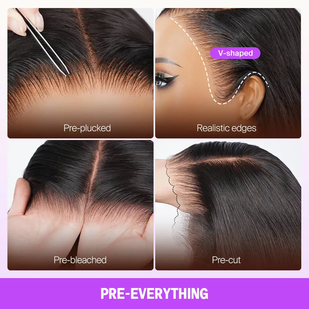 Megalook 13x6 Glueless Curly Wigs Human Hair Bye Knots Pre Plucked Ear to Ear Lace Wig with Drawstring Wigs for Women