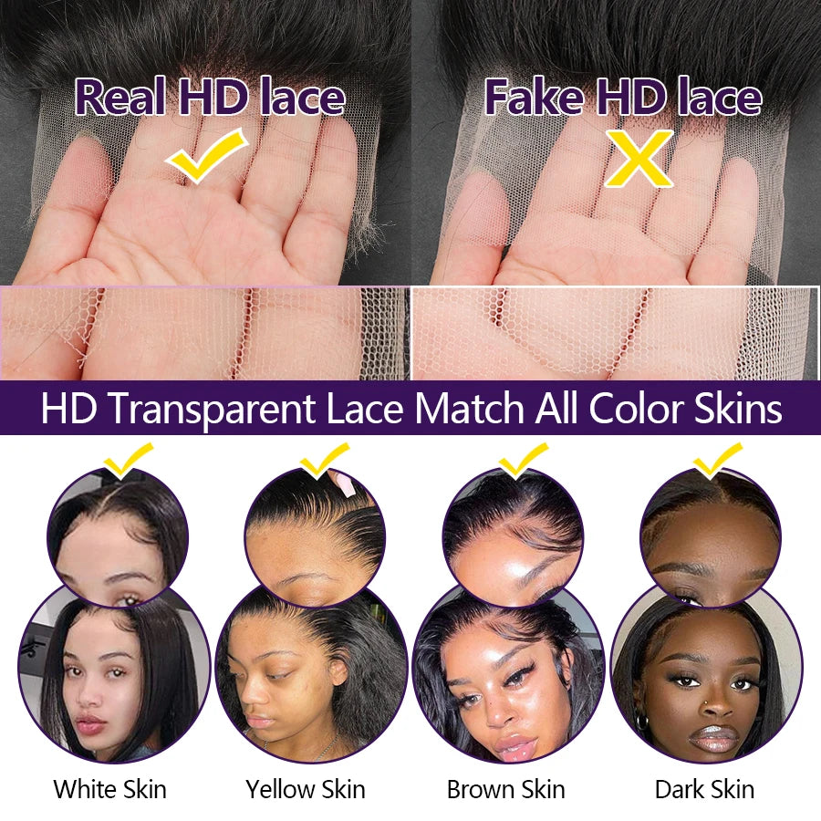 5x5/6x6/13x4/13x6 32 inch Body Wave Human Hair Bundles With HD Lace Frontal Brazilian Remy Hair Melt Skins Hair Weave Extension