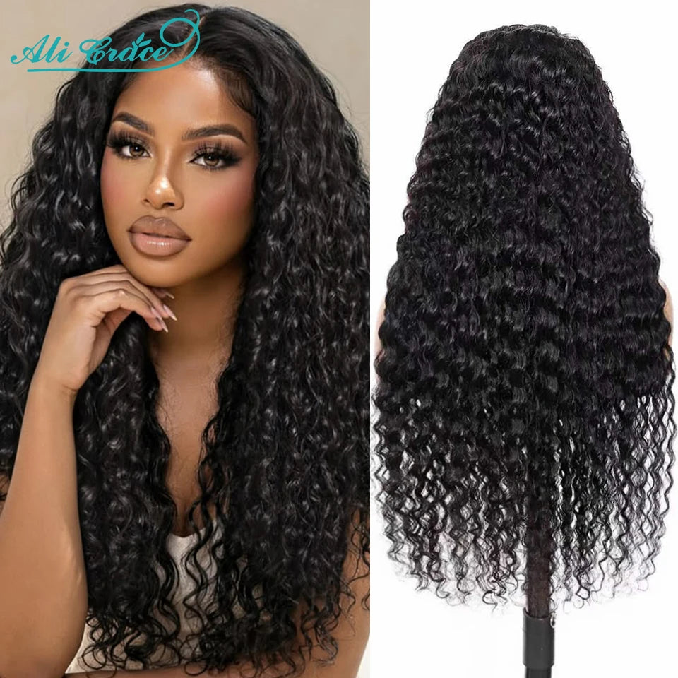 Ali Grace Deep Wave Hair 5x5 Lace Closure Human Hair Wigs Water Wave Brazilian Hair Pre-plucked Wear&Go Glueless Wigs for Women