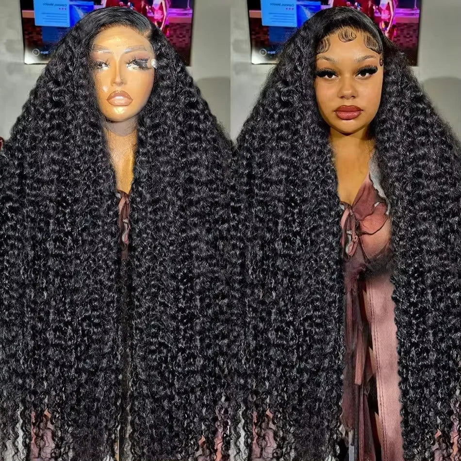 300 Density 13x6 Hd Deep Wave Frontal Wig 30 34inch Glueless Wigs 100% Human Hair Water Wave Curly Lace Front Wig For Women