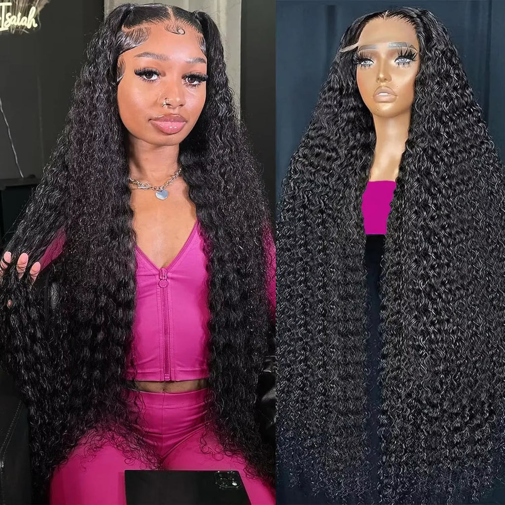 Deep Wave HD Lace Front Wig Water Wave Human Hair Wigs 40 Inch 13x6 Deep Wave Lace Front Wigs Wet and Wavy Human Hair Wigs Pre Plucked Deep Wave Lace Front Wigs