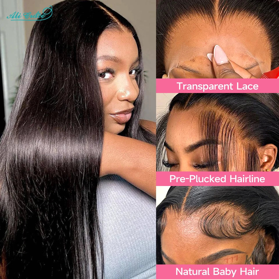 Ali Grace 13x6 Lace Front Human Hair Wigs Transparent Straight Lace Frontal Wigs For Women Pre Plucked Hairline With Baby Hair
