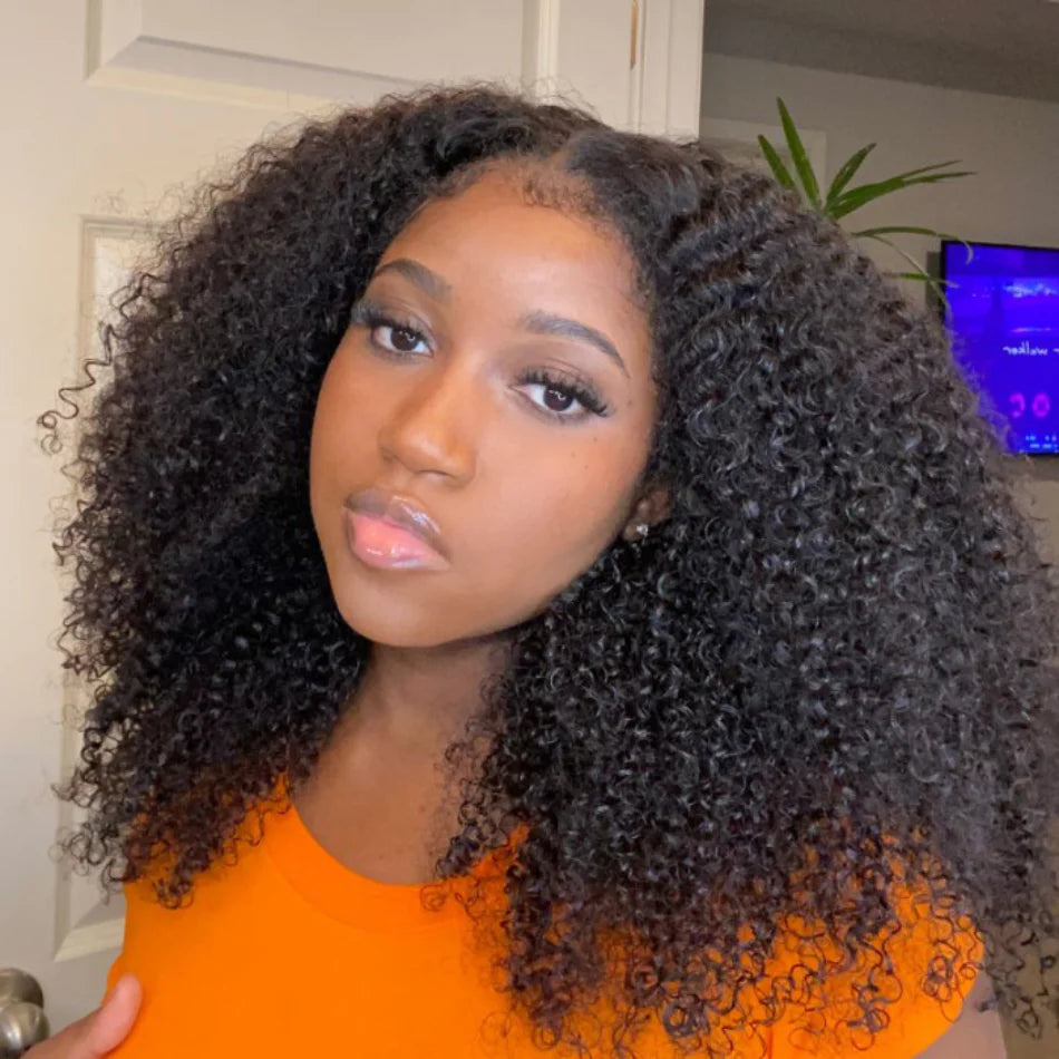 UNice Hair Bye-Bye Knots Wig Kinky Curly Natural Black 7x5 Lace Front Wig for Women Pre Plucked Glueless Wear Go Wigs