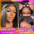 Short Bob Glueless Wigs Pre Cut 5x5 HD Lace Closure Wig Human Hair Straight Short Blunt Cut Bob Wigs Pre Plucked Ready to Wear