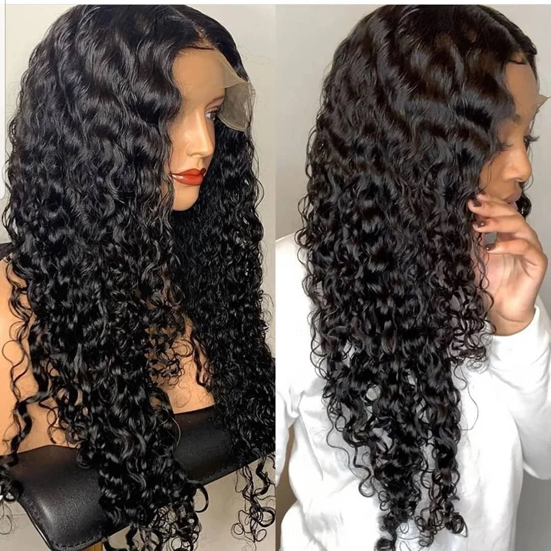 Deep Wave Wig 100% Virgin Human Hair 13x4 HD Lace Front 180 Density 18 24 30 Inch Pre Plucked Bouncy Curls Ideal For New Year Holiday