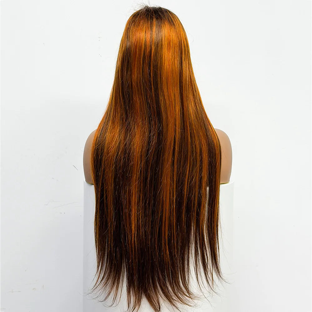 300% Density Straight Human Hair Wig 4x4 Transparent Lace Closure 100% Human Hair Straight Wig 28 Inches For Black Women