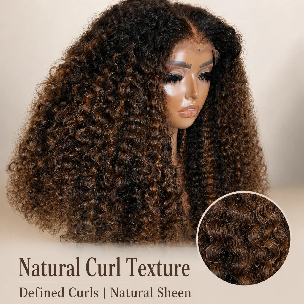 Latina Curly Dark Brown Colored 13X4 Human Hair Wigs For Black Women Glueless Bouncy Curly 4x4 Pre-Cut Lace Wig Human Hair Remy