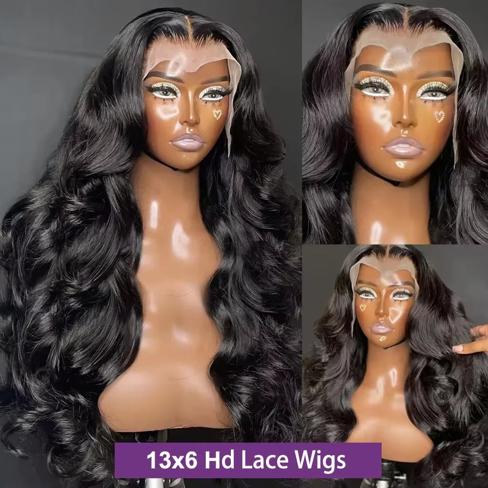 250 Density 30 38 Inch Body Wave Human Hair Wigs 13x6 Hd Transparent Lace Frontal Wig Human Hair Wet And Wavy Lace Front Wig 100% Human Hair For Women