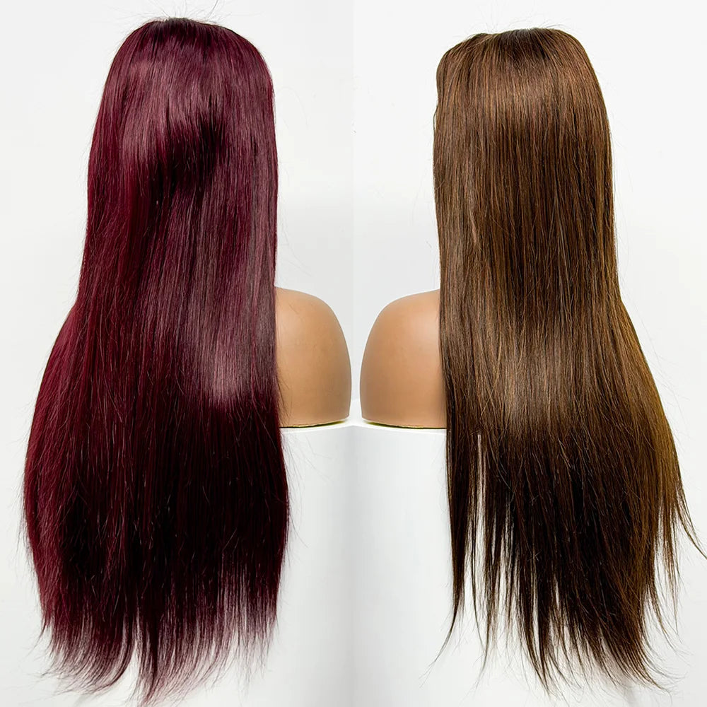 300% Density Straight Human Hair Wig 4x4 Transparent Lace Closure 100% Human Hair Straight Wig 28 Inches For Black Women