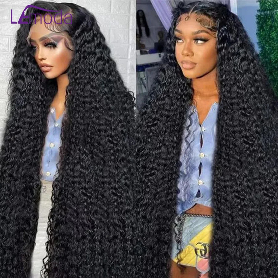 13x6 HD Lace Full Frontal Human Hair Wigs Water Wave 250 Density 13x4 HD Transparent Lace Frontal Wigs For Women Lemoda 12A Full