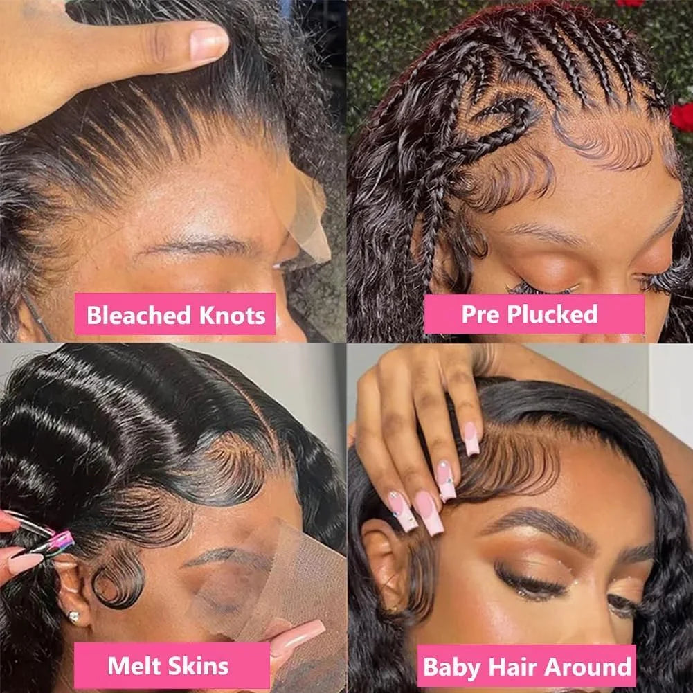 Deep Wave HD Lace Front Wig Water Wave Human Hair Wigs 40 Inch 13x6 Deep Wave Lace Front Wigs Wet and Wavy Human Hair Wigs Pre Plucked Deep Wave Lace Front Wigs