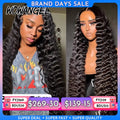 Wow Angel Deep Wave 13x6 HD Lace Frontal Wigs 250% Jet Black HD Lace Front Human Hair Wigs Skinlike Natural Hairline Remy hair