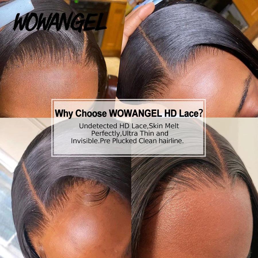 Short Bob Glueless Wigs Pre Cut 5x5 HD Lace Closure Wig Human Hair Straight Short Blunt Cut Bob Wigs Pre Plucked Ready to Wear
