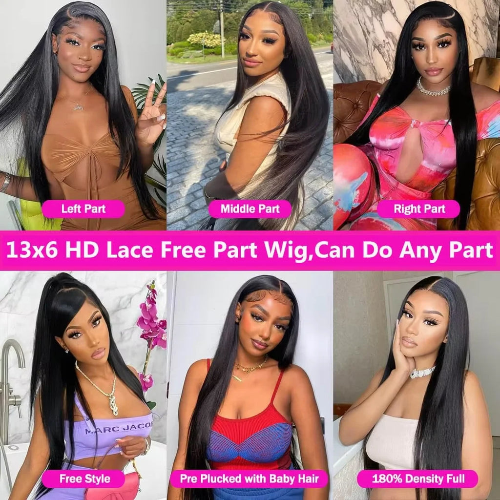 16A PerisModa Straight Lace Front Human Hair Wig Pre Plucked 200% Density Brazilian Remy 13x6 HD Lace Frontal Wigs For Women