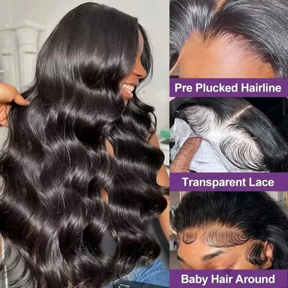 30 40 Inch Body Wave Human Hair Wig 250 Density Wet And Wavy 100% Human Hair 13x6 Hd Lace Frontal Wig Brazilian 13x7 Lace Front Pre Plucked Wigs