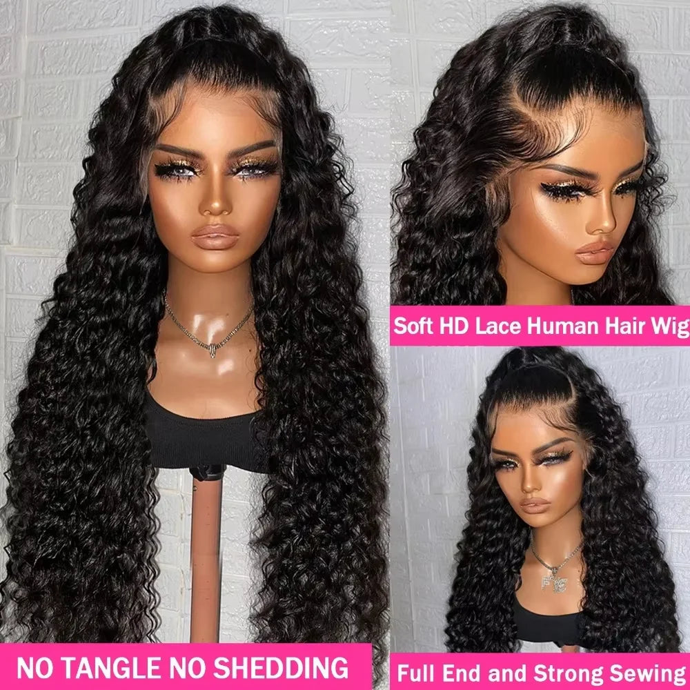 13x6 Deep Wave Human Hair Wig Lace Frontal Kinky Curly 13x4 HD Lace Front Wig Pre-Plucked Black Brazilian Human Hair Wigs on Sale