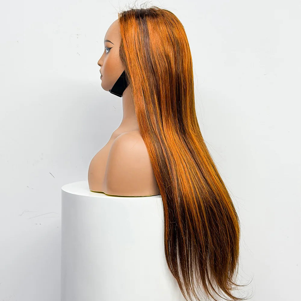 300% Density Straight Human Hair Wig 4x4 Transparent Lace Closure 100% Human Hair Straight Wig 28 Inches For Black Women