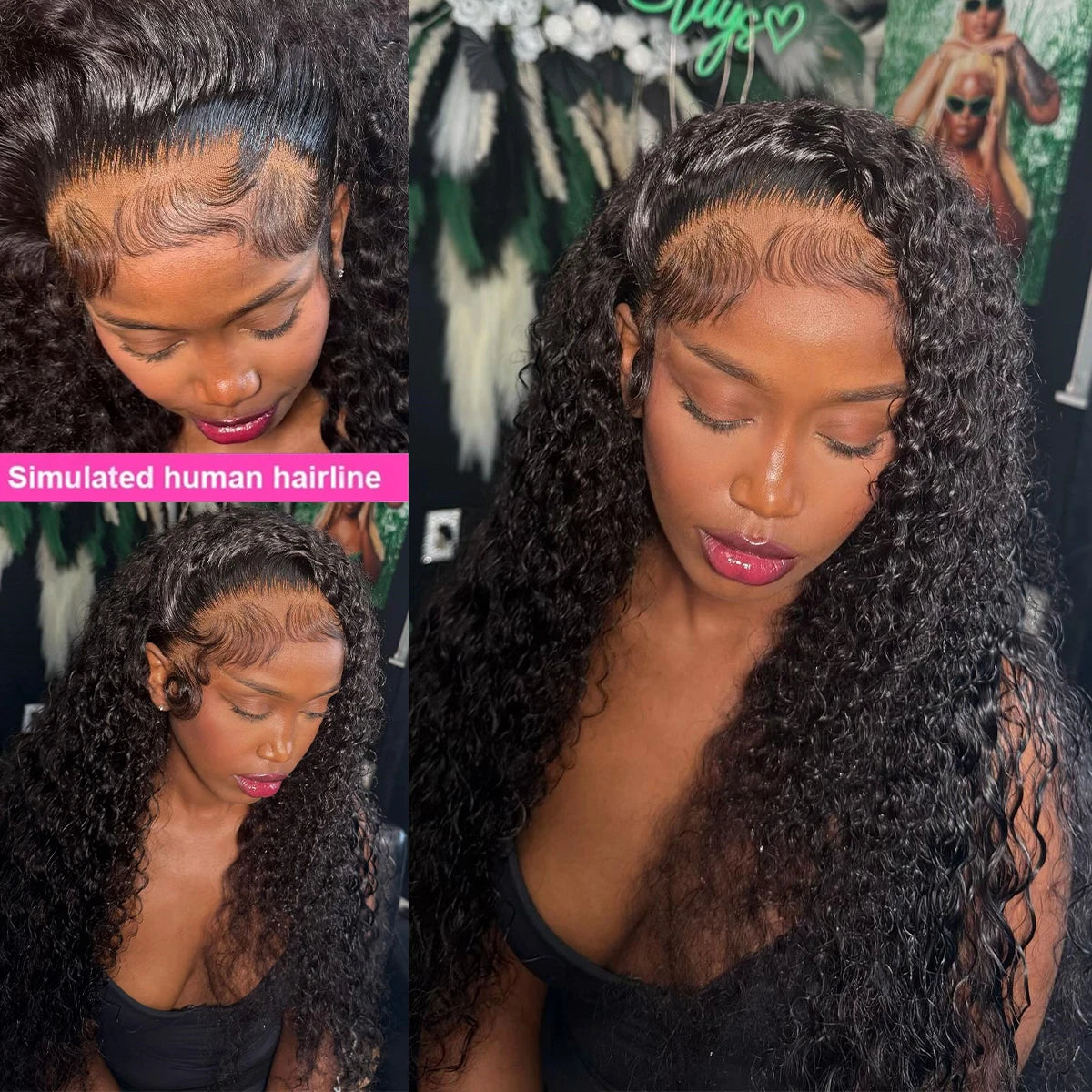 Deep Wave Wig 100% Virgin Human Hair 13x4 HD Lace Front 180 Density 18 24 30 Inch Pre Plucked Bouncy Curls Ideal For New Year Holiday