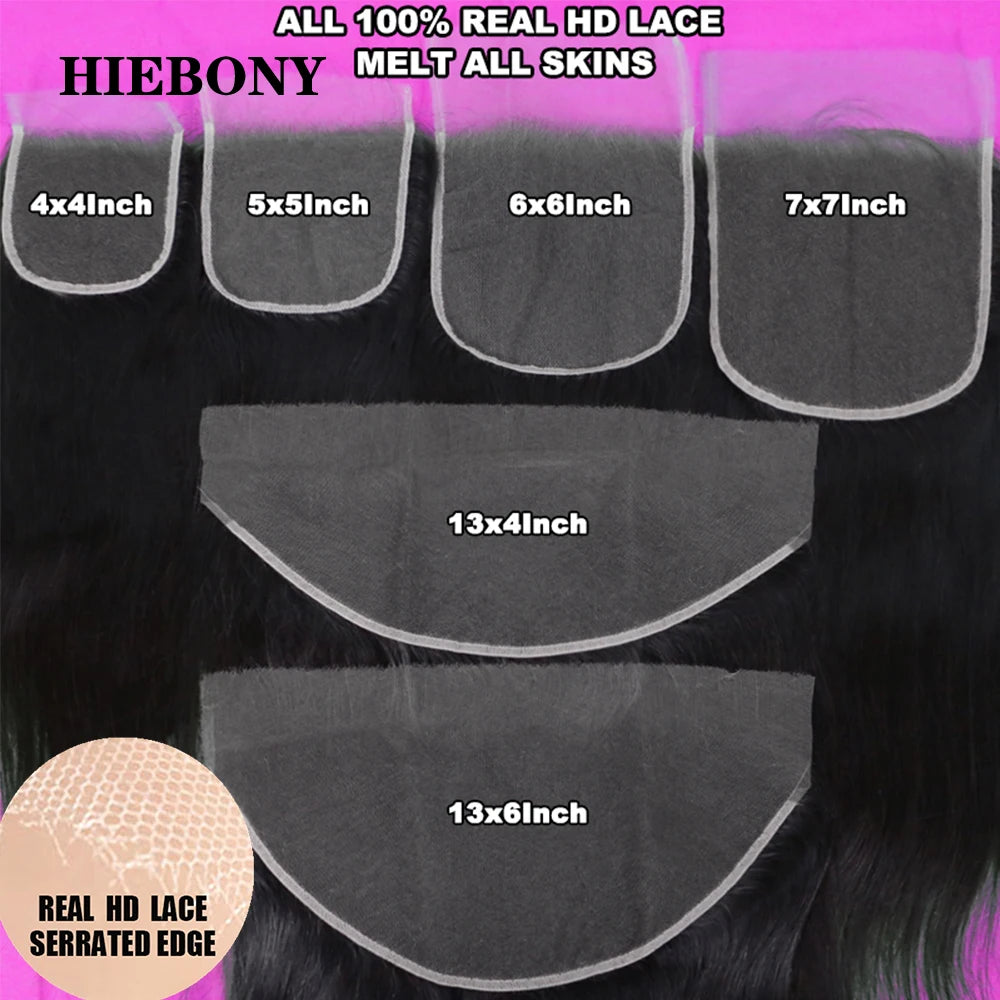 3C4A Burmese Curly Hair Bundle and HD Closure HiEbony 13x6 HD Lace Frontal 100% Human Hair Bundle 5x5 7x7 Melt Skin HD Closure
