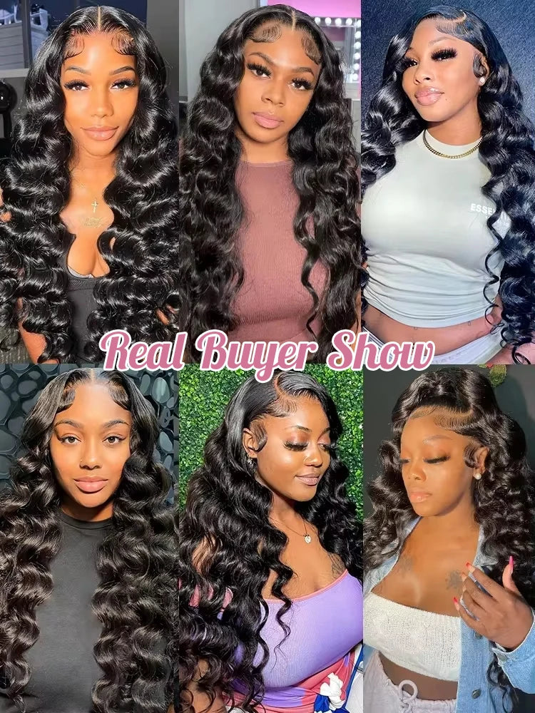 250 Density Loose Deep Wave 13x4 360 Full Lace Front Wig 40 42 Inch 13x6 HD Loose Wave Lace Frontal Human Hair Wigs For Women 100% Real Virgin Raw Human Hair Wig Bleached Knots Preplucked Natural Hairline Wet And Wavy Lace Wi