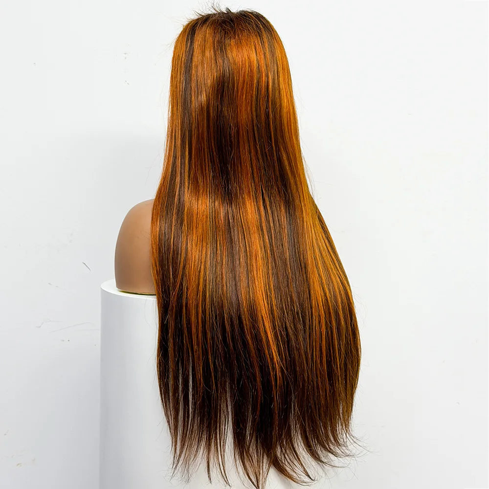 300% Density Straight Human Hair Wig 4x4 Transparent Lace Closure 100% Human Hair Straight Wig 28 Inches For Black Women