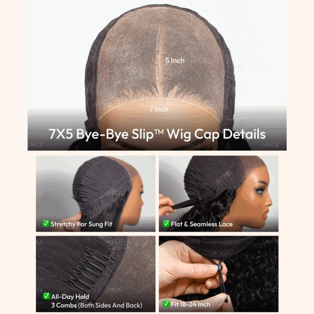 UNice 7x5 Bye-Bye Slip™ Balayage Highlight Body Wave Wig Pre Cut Pre Bleached Glueless Human Hair Wig Ready-to-go