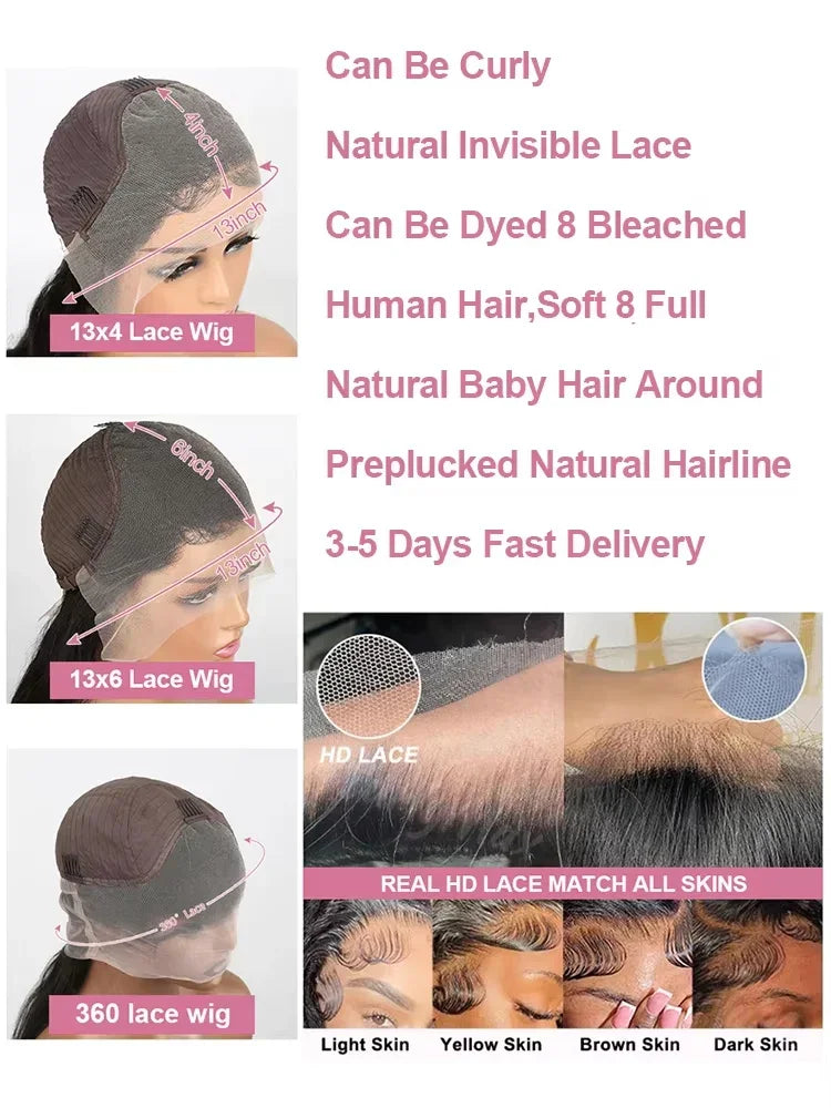250 Density Loose Deep Wave 13x4 360 Full Lace Front Wig 40 42 Inch 13x6 HD Loose Wave Lace Frontal Human Hair Wigs For Women 100% Real Virgin Raw Human Hair Wig Bleached Knots Preplucked Natural Hairline Wet And Wavy Lace Wi