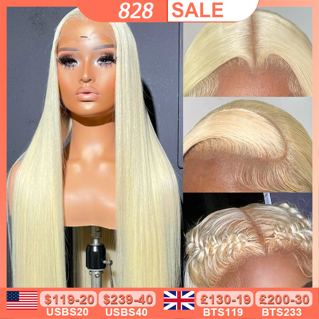 BEEOS 250% 34inch 613 Blonde 13x6 HD Full Lace Frontal Human Hair Wigs Straight Glueless 5x5 HD Lace Closure Wigs PrePlucked