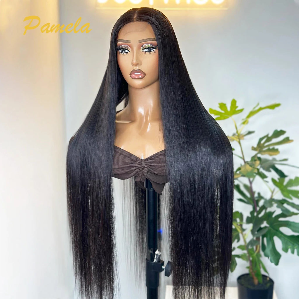 Glueless High 350% Density 5x5 HD Sliky Bone Straight Transparent Lace Frontal Wigs Human Hair Pre Plucked Wear and Go Wigs