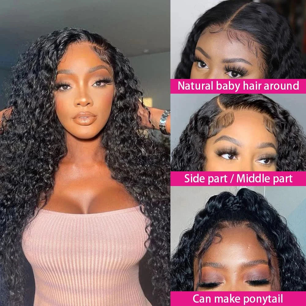 13x6 Deep Wave Human Hair Wig Lace Frontal Kinky Curly 13x4 HD Lace Front Wig Pre-Plucked Black Brazilian Human Hair Wigs on Sale