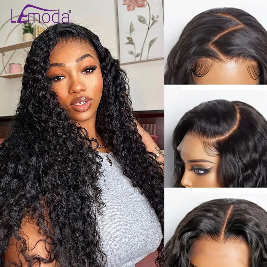 13x6 HD Lace Full Frontal Human Hair Wigs Water Wave 250 Density 13x4 HD Transparent Lace Frontal Wigs For Women Lemoda 12A Full