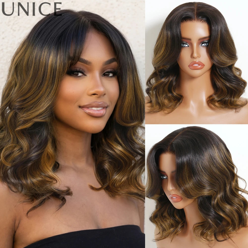UNice 7x5 Bye-Bye Slip™ Balayage Highlight Body Wave Wig Pre Cut Pre Bleached Glueless Human Hair Wig Ready-to-go