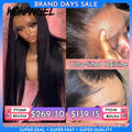 34inch Real HD Lace Front Wig Pre Plucked Straight Wigs 13x6 HD Transparent Lace Frontal Human Hair Wig Brazilian Hair For Woman