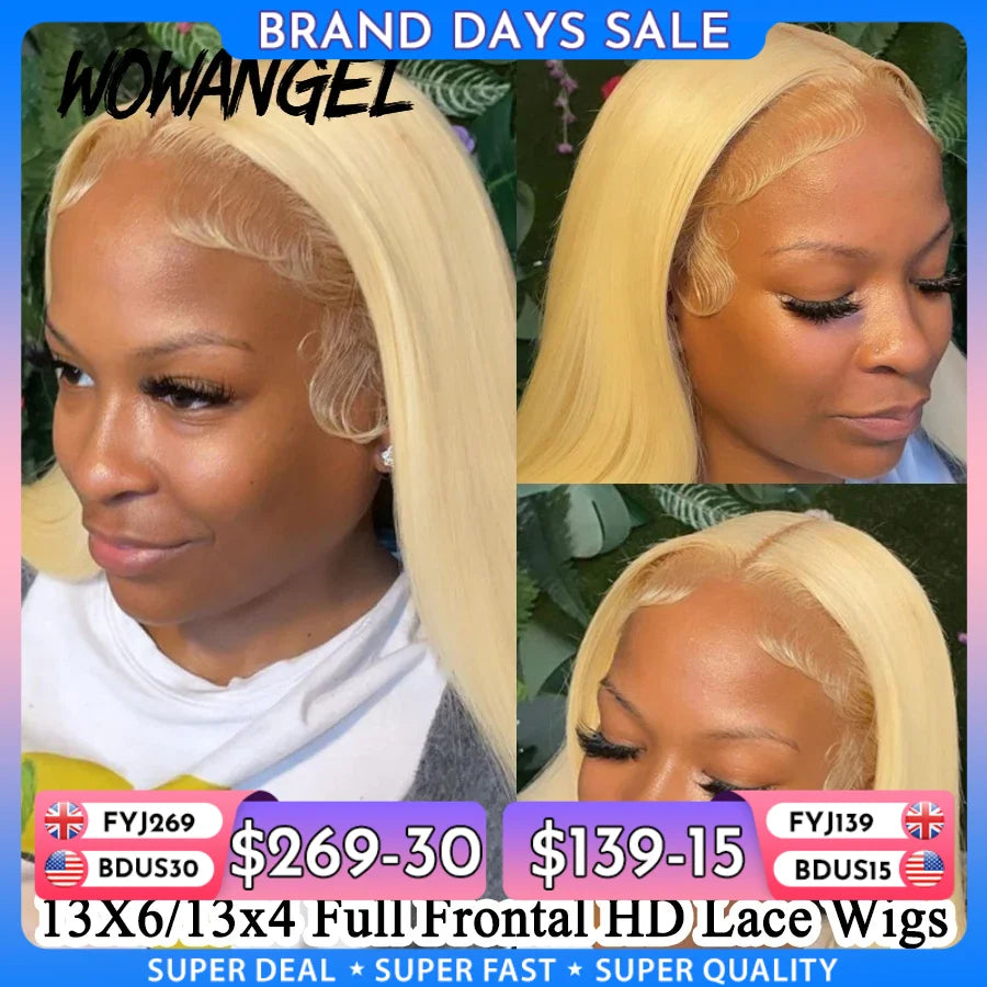 Wow Angel 613 HD Lace Frontal Wig 13X6 Full Lace Front Straight Wig Human Hair Wig Pre Plucked Natural Scalp For Woman Glueless
