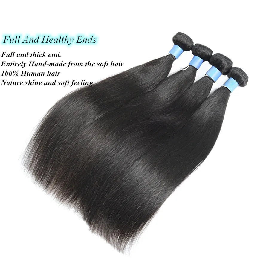 Wowangel 13x6 HD Lace Frontal with Bundles Human Hair 5x5 HD Lace Closure Melt Skins Brazilian Straight Hair Extension for Women