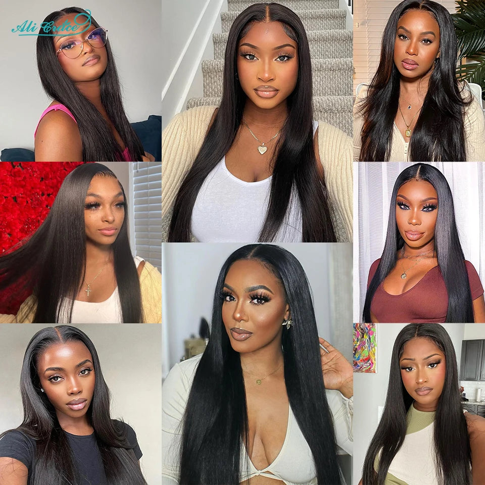 Ali Grace 13x6 Lace Front Human Hair Wigs Transparent Straight Lace Frontal Wigs For Women Pre Plucked Hairline With Baby Hair