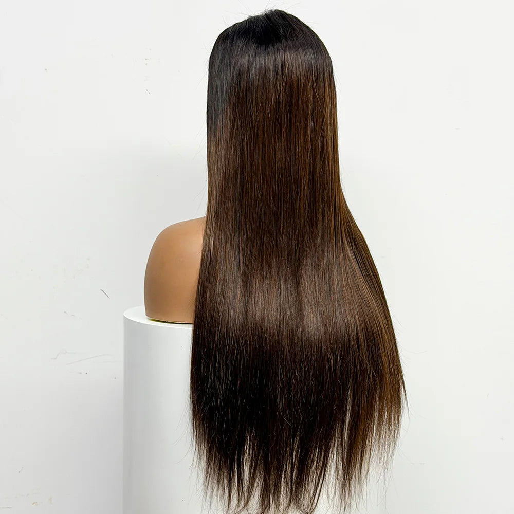 300% Density Straight Human Hair Wig 4x4 Transparent Lace Closure 100% Human Hair Straight Wig 28 Inches For Black Women