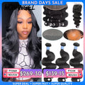 5x5/6x6/13x4/13x6 32 inch Body Wave Human Hair Bundles With HD Lace Frontal Brazilian Remy Hair Melt Skins Hair Weave Extension