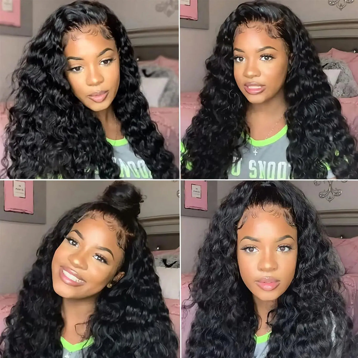Deep Wave Wig 100% Virgin Human Hair 13x4 HD Lace Front 180 Density 18 24 30 Inch Pre Plucked Bouncy Curls Ideal For New Year Holiday