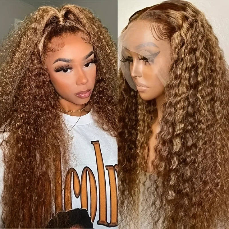 Highlight Water Wave Wig 13X4 Lace Front Human Hair Wigs for Women Pre Plucked with Baby Hair P4/27 Ombre Honey Blonde Water Wave 13X4 Lace Frontal Wigs