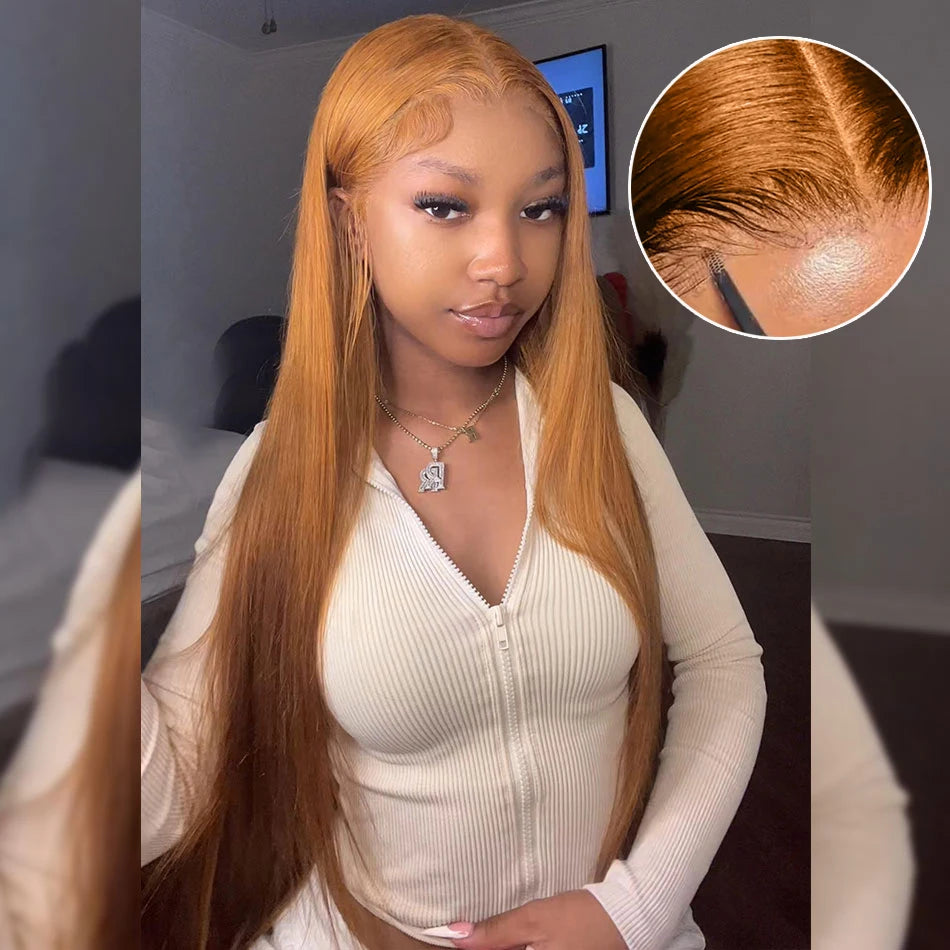 Orange Ginger Blonde Colored 13x6 HD Lace Front Wigs Human Hair 6x4 Glueless Ready To Wear Pre Cut Lace Frontal Human Hair Wigs