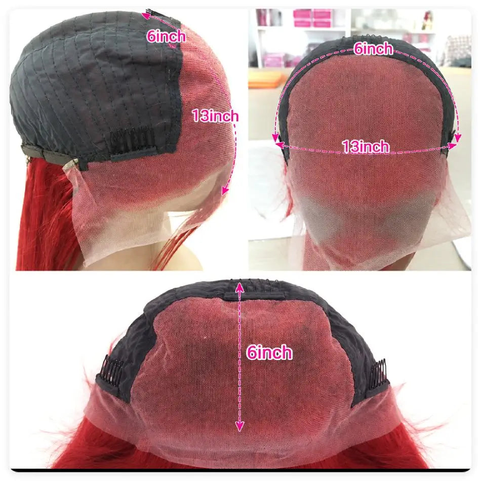#27 Honey Blonde Human Hair Wig 13x6 HD Lace Frontal Wigs 99J Burgundy Hot Red Lace Front Human Hair Wigs For Women Straight Wig