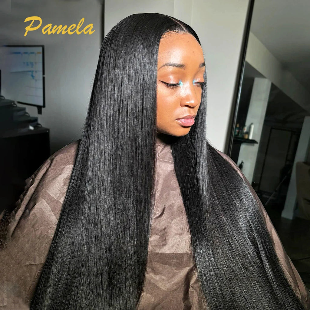 Glueless High 350% Density 5x5 HD Sliky Bone Straight Transparent Lace Frontal Wigs Human Hair Pre Plucked Wear and Go Wigs