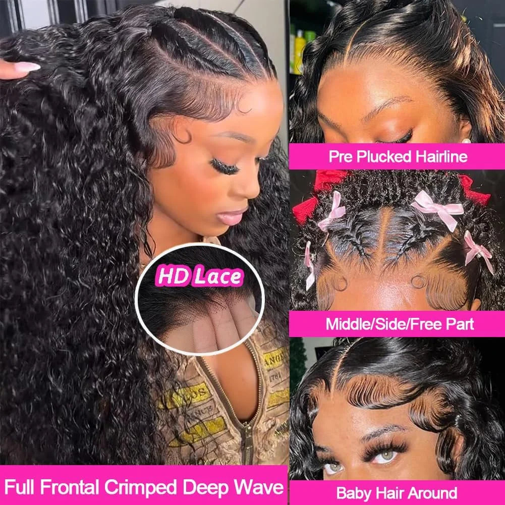 Deep Wave HD Lace Front Wig Water Wave Human Hair Wigs 40 Inch 13x6 Deep Wave Lace Front Wigs Wet and Wavy Human Hair Wigs Pre Plucked Deep Wave Lace Front Wigs