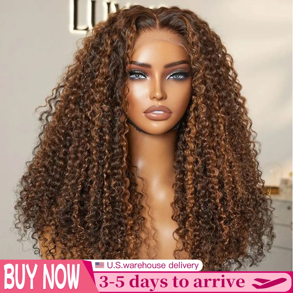 Highlight Water Wave Wig 13X4 Lace Front Human Hair Wigs for Women Pre Plucked with Baby Hair P4/27 Ombre Honey Blonde Water Wave 13X4 Lace Frontal Wigs