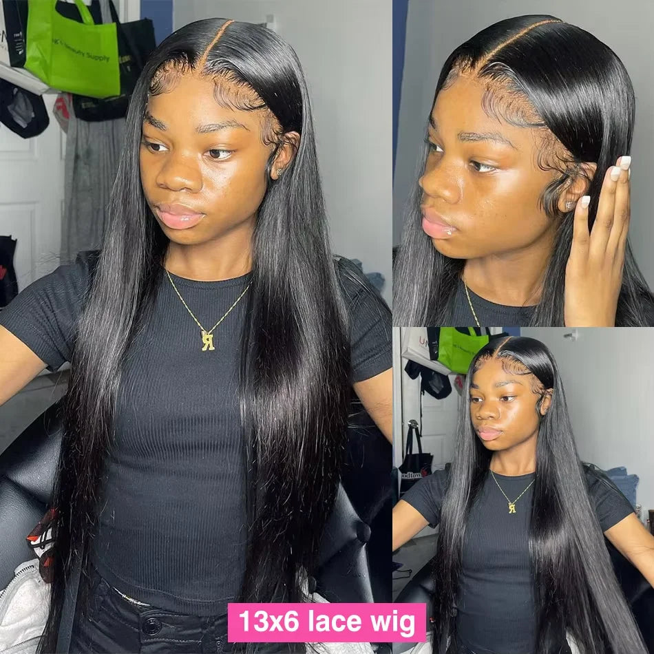 Straight Human Hair Wigs Natural Color 13x6 HD Lace Frontal Wig Glueless Wear Virgin Human Hair For Black Women