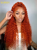 Orange Ginger Lace Front Wig Curly Human Hair Wigs Glueless Water Deep Wave Frontal Wig 13x4 13x6 HD Lace Front Human Hair Wig