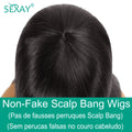 30 32 Fake Scalp Bang Wig Brazilian Human Hair 180 200 Density 3 Inch Scalp Hairline Fringe Human Hair Wigs With Bangs For Women