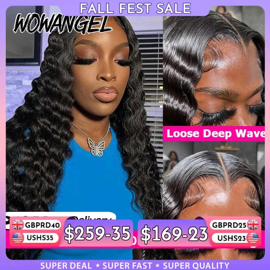 250% Loose Deep Wave Human Hair Wigs Pre Plucked 13x6 HD Full Frontal Wigs 100% Human Hair Curly Lace Front Wigs For Black Women
